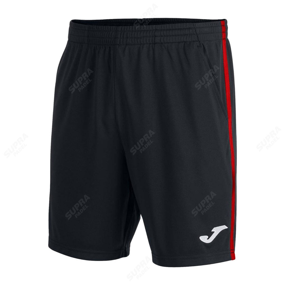 Short Joma Open III Negro Franjas Rojas