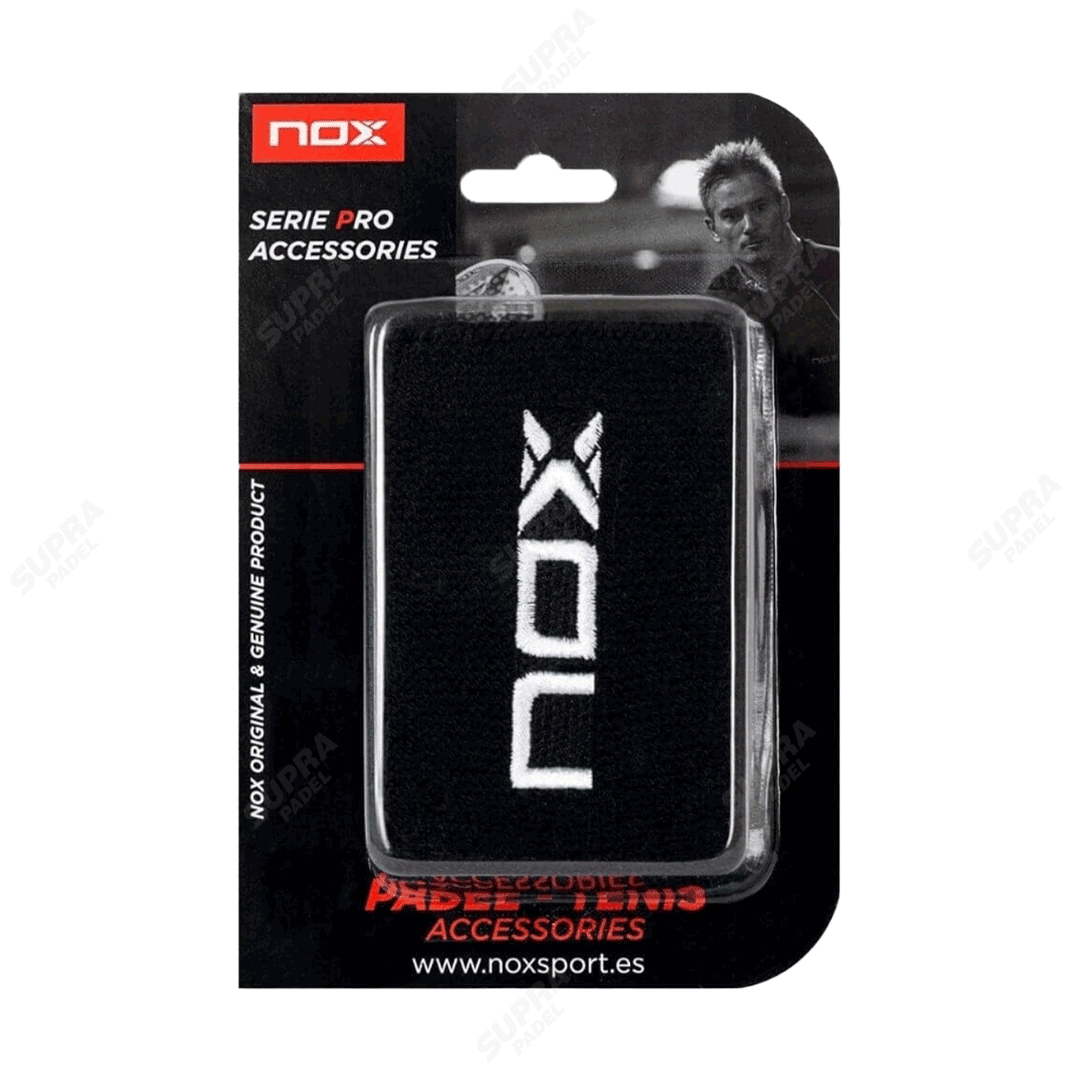 Muñequera NOX Jumbo Negra logo Blanco x 2 unidades