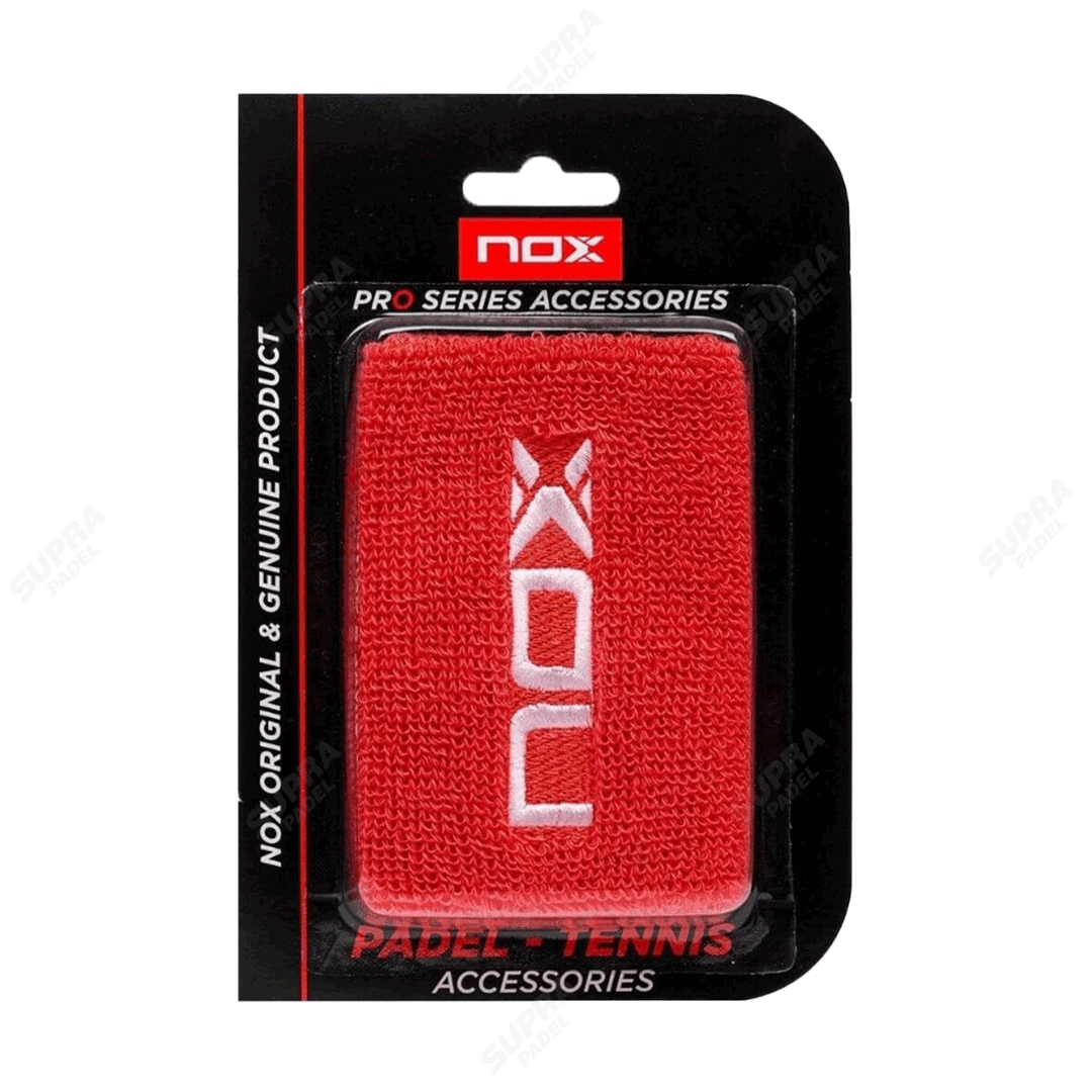 Muñequera NOX Jumbo Roja logo Blanco x 2 unidades